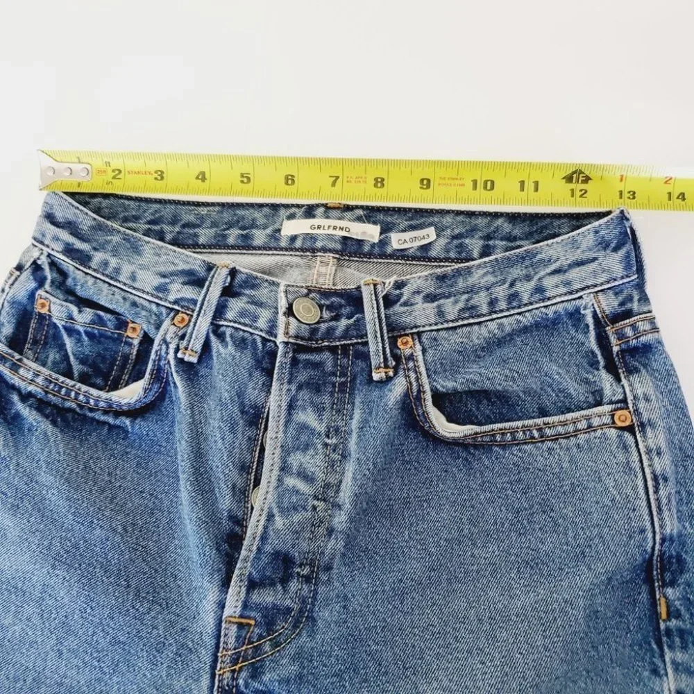 Grlfrnd Jeans Karolina Mom  High Rise Distressed Rigid Denim Blue 26 - Picture 12 of 14